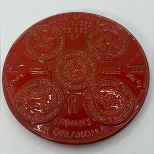 Frankoma Red Seals of Five Civilized Tribes Plate/Trivet.